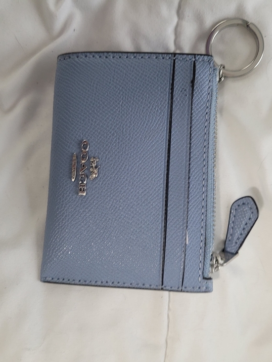 Coach Accessories - Coach Light Blue Leather Card Case Keyring